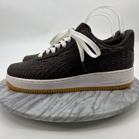 Nike Air Force 1 LV8 Sneakers Mens 8 Brown Faux-Crocodile Baroque Low Top Lace - Picture 4 of 15